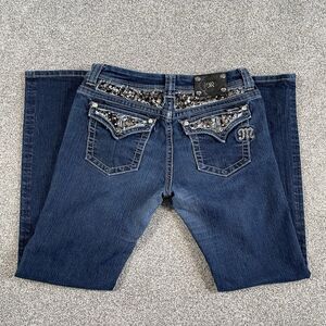 Miss Me Sequin Easy Boot Stretch Jeans Dark Wash Curvy JE5731E2L Size 31